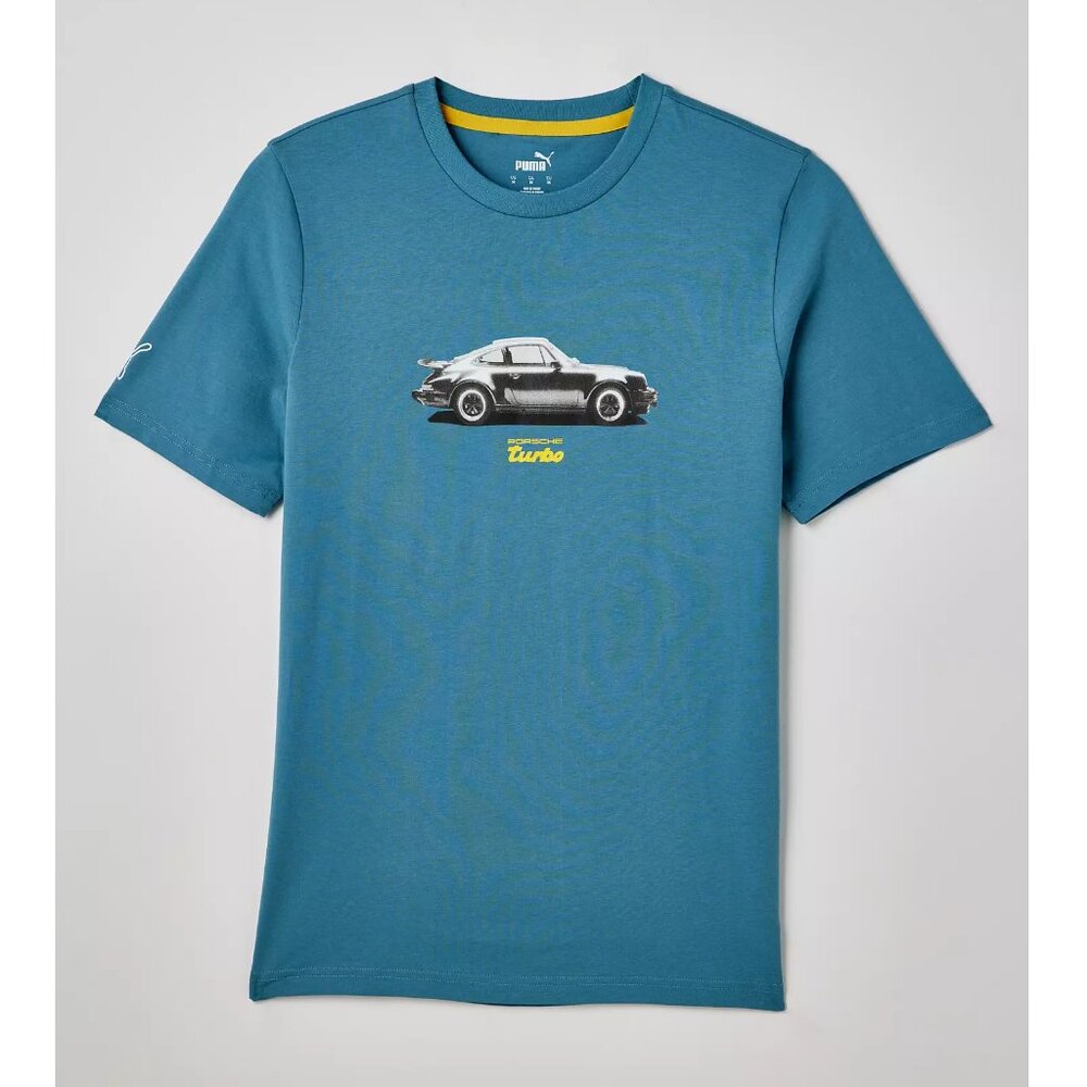 Puma Porsche 911 Turbo Tee Sports Car Retro Graphic T-Shirt Blue Small